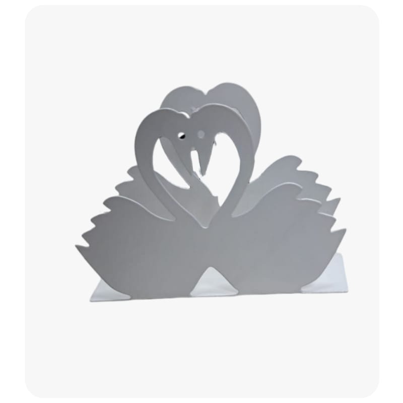 Servilletero metálico con figura de cisnes