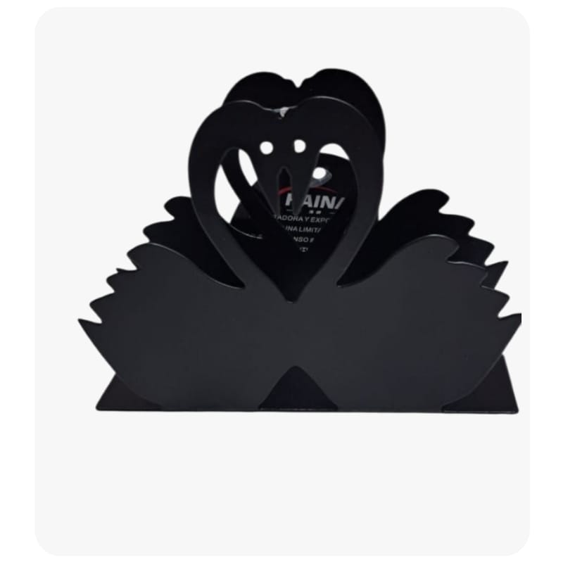 Servilletero metálico con figura de cisnes