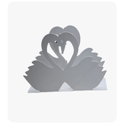 Servilletero metálico con figura de cisnes